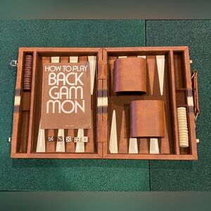 Brown Faux Leather Backgammon Set